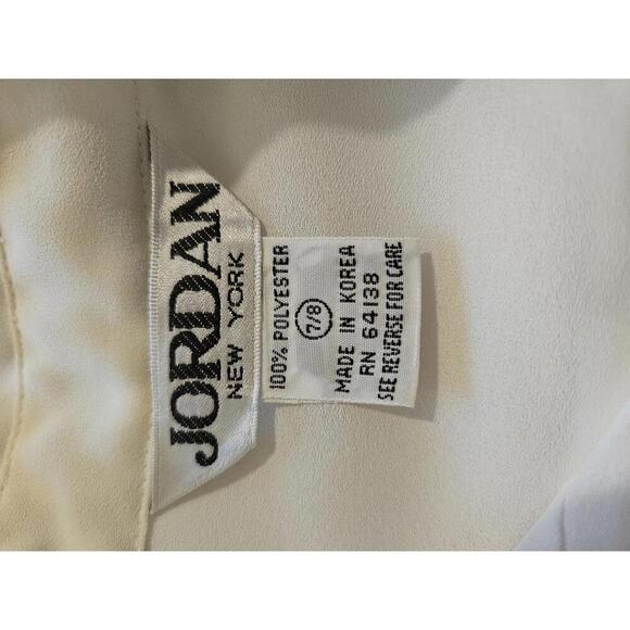 Vintage 80s Jordan New York size 7/8 white embroidered secretary office blouse - Picture 4 of 5